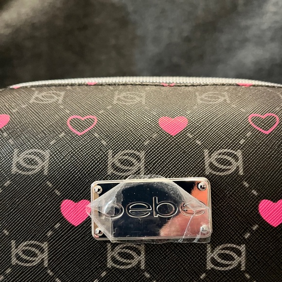 bebe Black & Pink Heart Logo Cosmetic Bag – NWT – OS - Picture 3 of 9